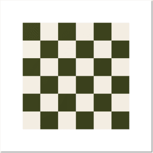 Checkered (Dark Olive Green) Posters and Art